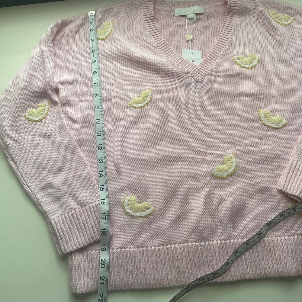 NWT Lilly Pulitzer Pink Lemon V-Neck Sweater - Picture 8 of 11